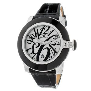 GLAM ROCK Black Leather Dress Women's Watch